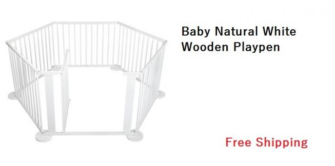 Baby Natural White Wooden Playpen